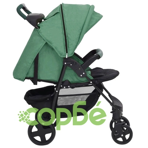 Бебешка количка 2-в-1, зелена, стомана ➤ топ цена ➤ sorbe.bg