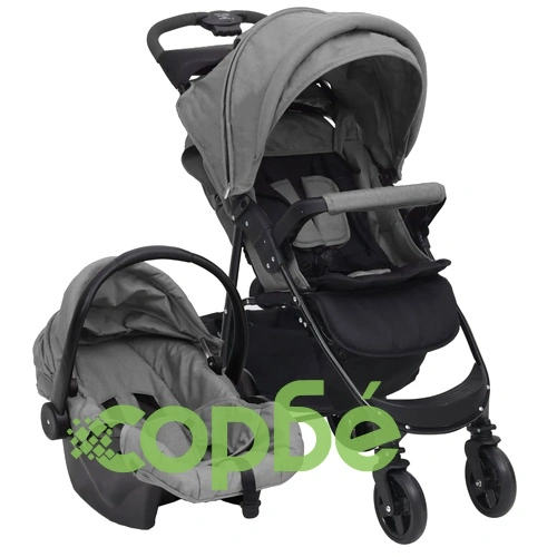 Бебешка количка 3-в-1, светлосива, стомана ➤ топ цена ➤ sorbe.bg