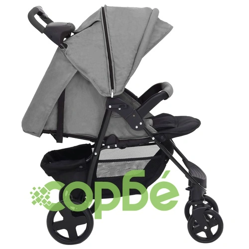 Бебешка количка 3-в-1, светлосива, стомана ➤ топ цена ➤ sorbe.bg