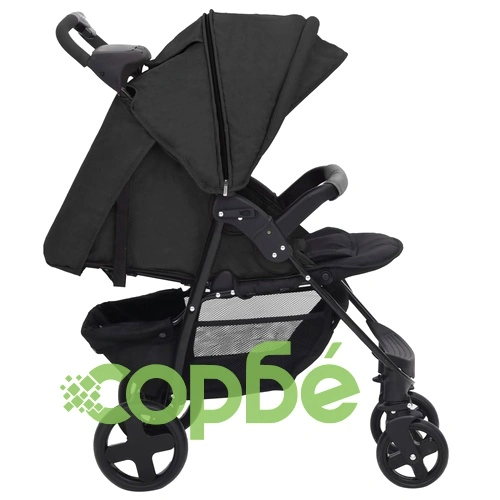 Бебешка количка 3-в-1, антрацит, стомана ➤ топ цена ➤ sorbe.bg