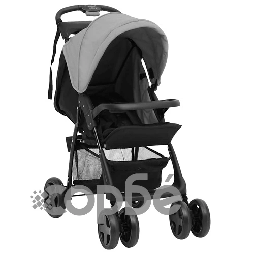 Бебешка количка 2-в-1, светлосиво и черно, стомана ➤ топ цена ➤ sorbe.bg