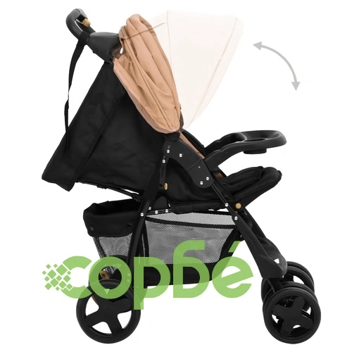 Бебешка количка 2-в-1, таупе и черно, стомана ➤ топ цена ➤ sorbe.bg