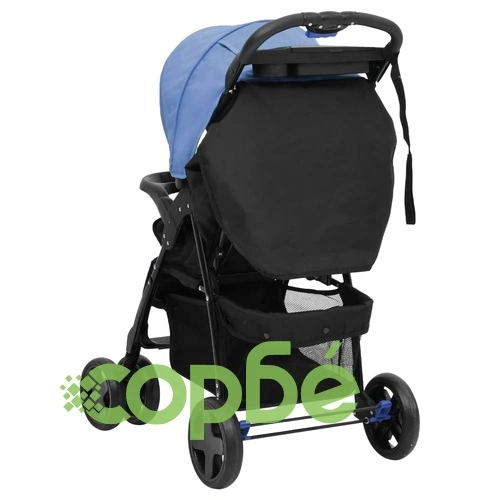 Бебешка количка 2-в-1, нейви синьо и черно, стомана ➤ топ цена ➤ sorbe.bg