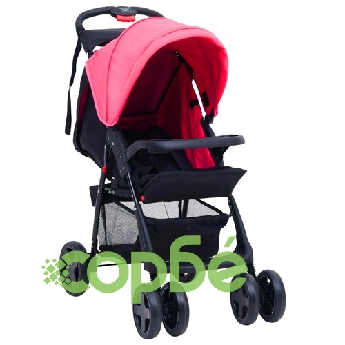 Бебешка количка 2-в-1, червено и черно, стомана ➤ топ цена ➤ sorbe.bg