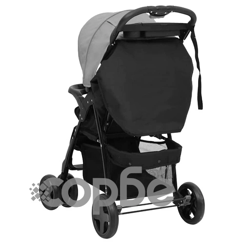 Бебешка количка 3-в-1, светлосиво и черно, стомана ➤ топ цена ➤ sorbe.bg