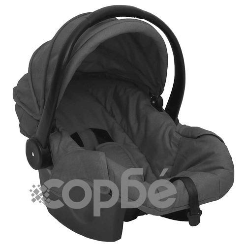 Бебешка количка 3-в-1, тъмносиво и черно, стомана ➤ топ цена ➤ sorbe.bg