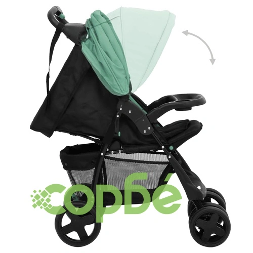 Бебешка количка 3-в-1, зелено и черно, стомана ➤ топ цена ➤ sorbe.bg