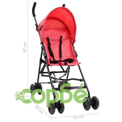 Бебешка лятна количка, червено и черно, стомана ➤ топ цена ➤ sorbe.bg
