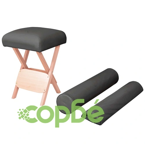 Сгъваема масажна табуретка 12см пълнеж и 2овални болстера черен ➤ топ цена ➤ sorbe.bg