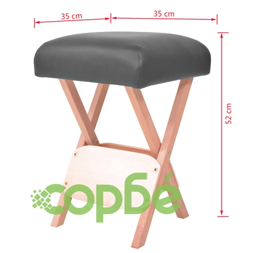 Сгъваема масажна табуретка 12см пълнеж и 2овални болстера черен ➤ топ цена ➤ sorbe.bg