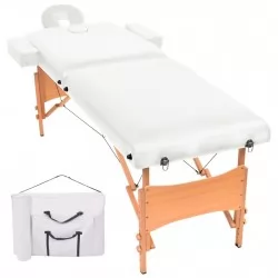 Сгъваема масажна кушетка с 2 зони, 10 см плътен пълнеж, бяла