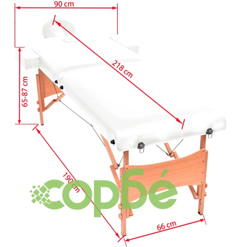 Сгъваема масажна кушетка с 2 зони, 10 см плътен пълнеж, бяла ➤ топ цена ➤ sorbe.bg