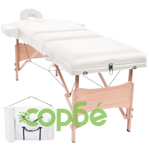 Сгъваема масажна кушетка с 3 зони, 10 см плътен пълнеж, бяла ➤ топ цена ➤ sorbe.bg