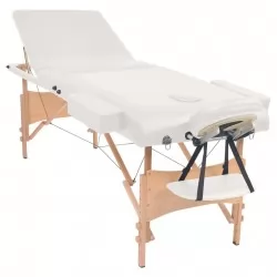 Сгъваема масажна кушетка с 3 зони, 10 см плътен пълнеж, бяла