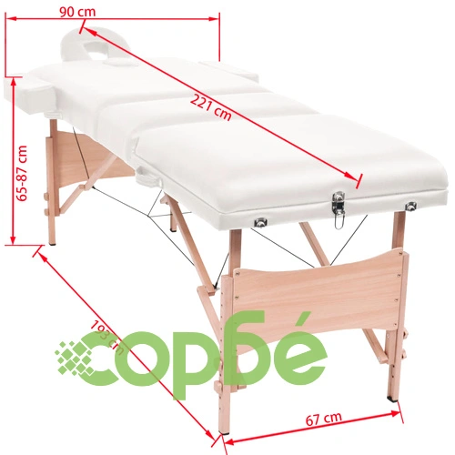 Сгъваема масажна кушетка с 3 зони, 10 см плътен пълнеж, бяла ➤ топ цена ➤ sorbe.bg