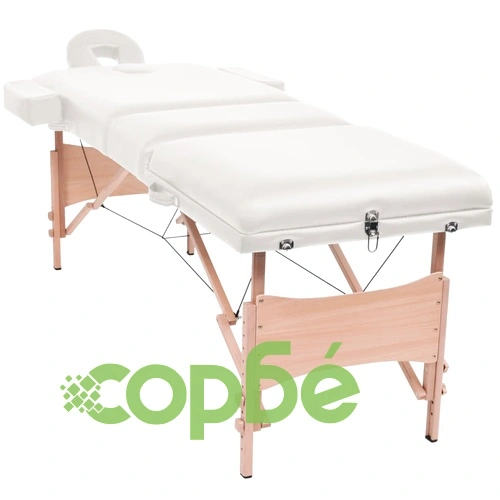 Сгъваема масажна кушетка с 3 зони, 10 см плътен пълнеж, бяла ➤ топ цена ➤ sorbe.bg