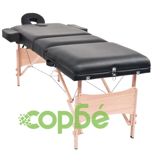 Сгъваема масажна кушетка с 3 зони, 10 см плътен пълнеж, черна ➤ топ цена ➤ sorbe.bg