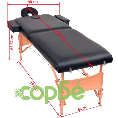 Сгъваема масажна кушетка с 2 зони и столче, 10 см пълнеж, черна ➤ топ цена ➤ sorbe.bg
