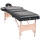 Сгъваема масажна кушетка с 3 зони и столче, 10 см пълнеж, черна
