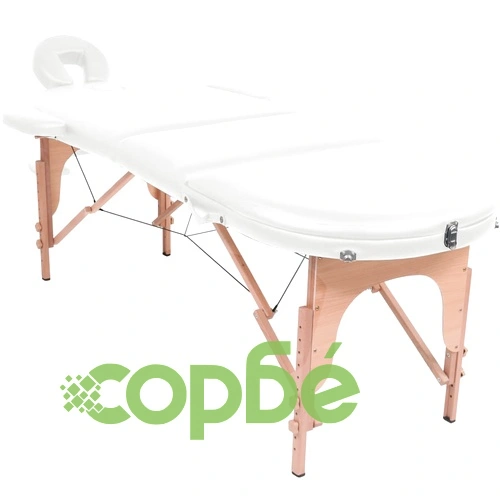 Сгъваема масажна маса, 4 см пълнеж, с 2 овални болстера, бяла ➤ топ цена ➤ sorbe.bg