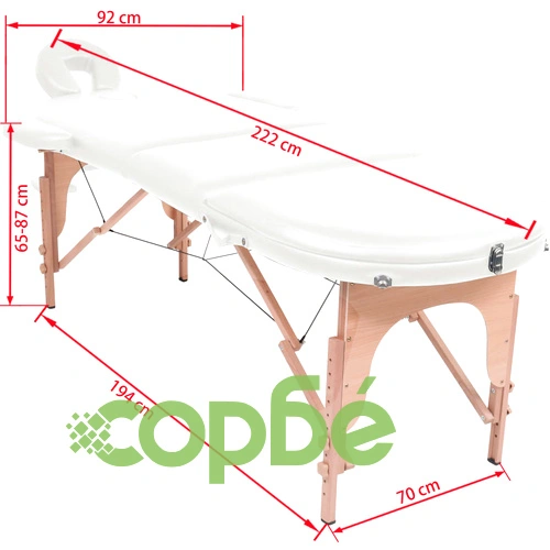 Сгъваема масажна маса, 4 см пълнеж, с 2 овални болстера, бяла ➤ топ цена ➤ sorbe.bg