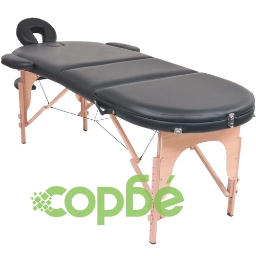 Сгъваема масажна маса, 4 см пълнеж, с 2 овални болстера, черна ➤ топ цена ➤ sorbe.bg