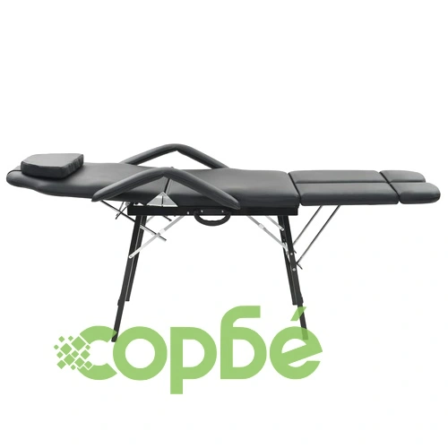 Преносим козметичен стол, изкуствена кожа, 185x78x76 см, черен ➤ топ цена ➤ sorbe.bg