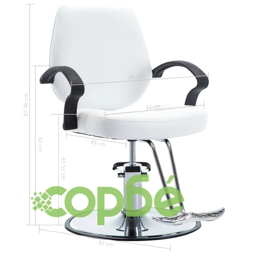 Фризьорски стол, изкуствена кожа, бял ➤ топ цена ➤ sorbe.bg