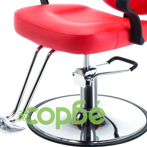 Фризьорски стол, изкуствена кожа, червен ➤ топ цена ➤ sorbe.bg