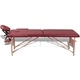 Сгъваема масажна кушетка с 2 зони, червена, дървена рамка