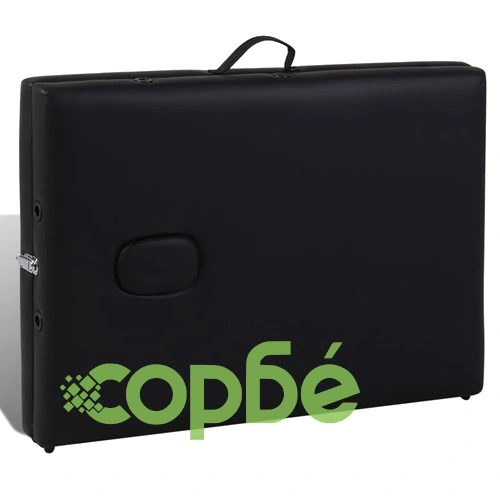 Черна сгъваема масажна кушетка 3 зони с дървена рамка ➤ топ цена ➤ sorbe.bg