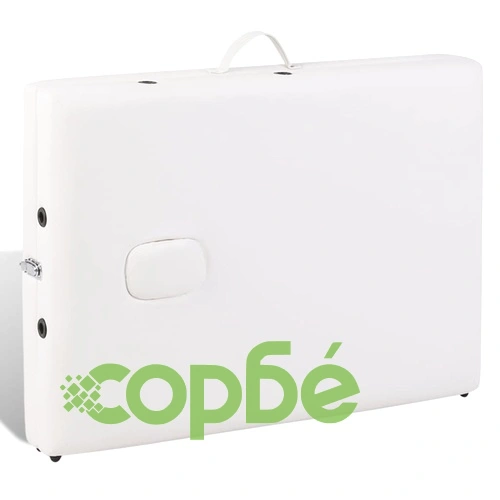 Кремавобяла сгъваема масажна кушетка 3 зони с дървена рамка ➤ топ цена ➤ sorbe.bg