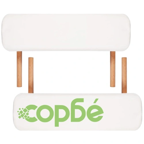 Кремавобяла сгъваема масажна кушетка 3 зони с дървена рамка ➤ топ цена ➤ sorbe.bg