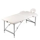 Кремавобяла сгъваема масажна кушетка 2 зони с алуминиева рамка