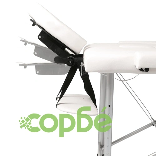 Кремавобяла сгъваема масажна кушетка 2 зони с алуминиева рамка ➤ топ цена ➤ sorbe.bg