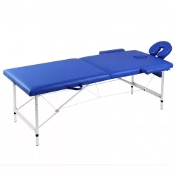 Синя сгъваема масажна кушетка 2 зони с алуминиева рамка
