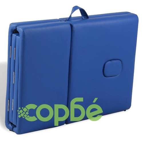 Синя сгъваема масажна кушетка 4 зони с дървена рамка ➤ топ цена ➤ sorbe.bg