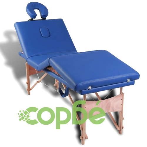 Синя сгъваема масажна кушетка 4 зони с дървена рамка ➤ топ цена ➤ sorbe.bg