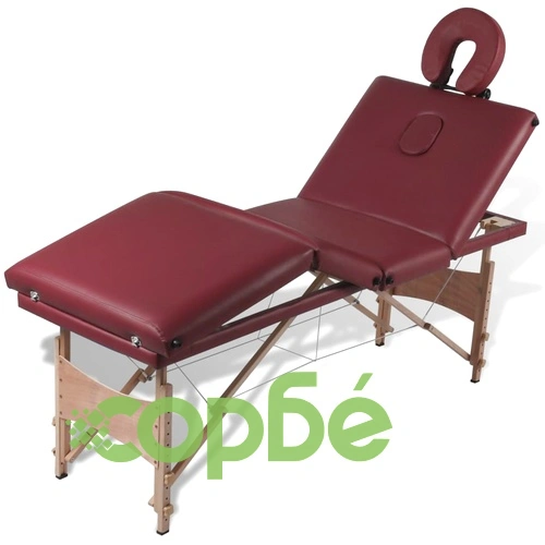 Масажна кушетка с 4 зони, дървена рамка, червена ➤ топ цена ➤ sorbe.bg