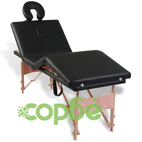 Черна сгъваема масажна кушетка 4 зони с дървена рамка ➤ топ цена ➤ sorbe.bg