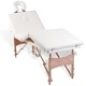 Кремавобяла сгъваема масажна кушетка 4 зони с дървена рамка