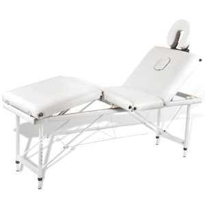 Алуминиева масажна кушетка с 4 зони, цвят: кремаво-бял