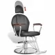 Професионален фризьорски стол с облегалка от изкуствена кожа, черен