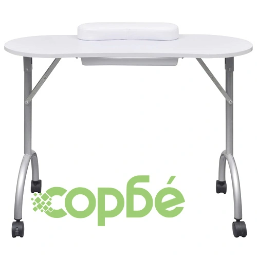 Маса за маникюр на колелца, сгъваема, бяла ➤ топ цена ➤ sorbe.bg