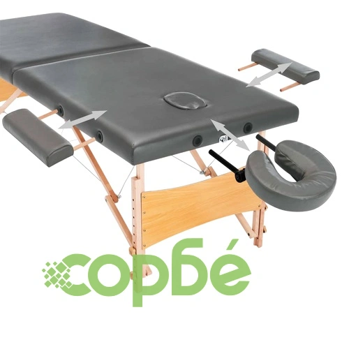 Масажна кушетка с 2 зони, дървена рамка, антрацит, 186х68 см ➤ топ цена ➤ sorbe.bg