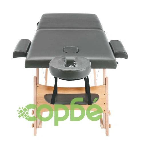 Масажна кушетка с 2 зони, дървена рамка, антрацит, 186х68 см ➤ топ цена ➤ sorbe.bg