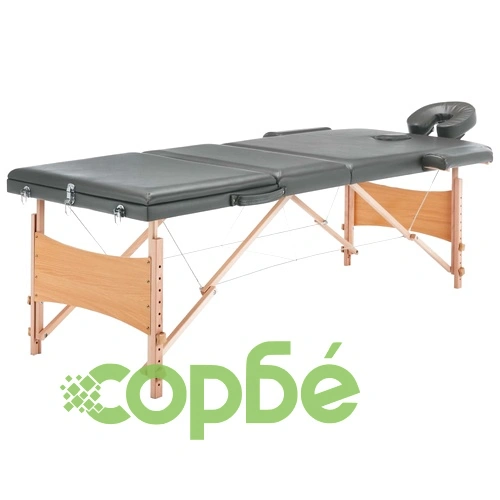 Масажна кушетка с 3 зони, дървена рамка, антрацит, 186х68 см ➤ топ цена ➤ sorbe.bg