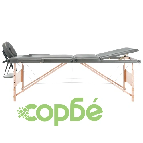 Масажна кушетка с 3 зони, дървена рамка, антрацит, 186х68 см ➤ топ цена ➤ sorbe.bg