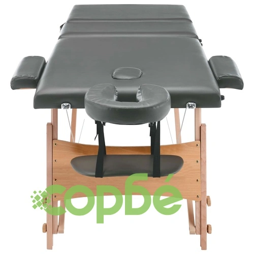 Масажна кушетка с 3 зони, дървена рамка, антрацит, 186х68 см ➤ топ цена ➤ sorbe.bg