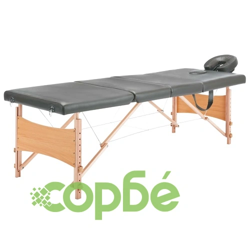Масажна кушетка с 4 зони, дървена рамка, антрацит, 186х68 см ➤ топ цена ➤ sorbe.bg